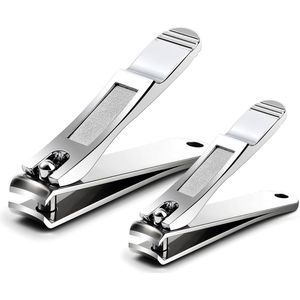 2 stuks nagelknipper set, hoogwaardige nagelsnijder van gepolijst roestvrij staal voor voetnagels en vingernagels, grote en kleine nagelknipper