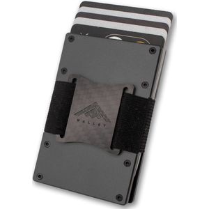 Minimalistische Compacte Kaarthouder Portemonnee - Slanke Lichtgewicht RFID/NFC Blokkerende Bankkaart Portemonnees (Grijs Aluminium met Eindbelasting en Elastische Geldhouder)