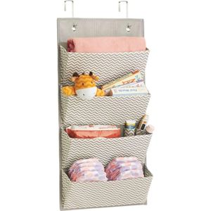 Hangende opberger met 4 zakken - kledingkastorganizer - multifunctioneel/deurbevestiging - opberger voor babykamer kinderkamer box slaapkamer camping caravan- taupe/natuurlijk