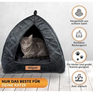 Kattenbed, wollig van fluweel, wasbaar, geschikt voor kleine en grote katten, kattenmand, kattenmand, kattenmand, met kattenkussen om eruit te nemen, inclusief