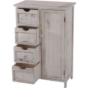 Cosmo Casa Ladenkast - Kast Ladencommode - Shabby - Look Vintage 82x55x30cm - Wit