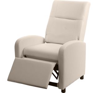 Cosmo Casa TV-Stoel - Relaxfauteuil Ligstoel- Kunstlederen klapstoel 99x70x75cm - Crème