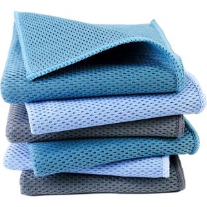 Premium microvezel keukendoek - 6-pack - lichtblauw, grijs, groenblauw - 30 x 30 cm