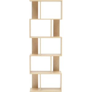 boekenkast, houten boekenkast, 5 planken, moderne stijl, beige, woonkamer thuiskantoormeubilair - Afmetingen: 169 x 60 x 24 cm (HxBxD)