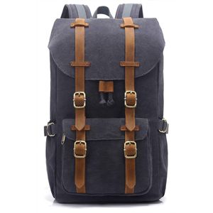 Outdoor Canvas Rugzak, Waterdicht Reizen Wandelen Kamperen Rugzak Tas, Grote Casual Dagrugzak, College School Rugtas, Schoudertas voor 15"" Laptop Tablets