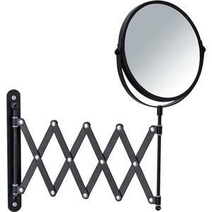 Cosmetica Exclusiv Telescopische wandspiegel met 3-voudig spiegeloppervlak ø 16 cm 300% vergroting, metaal, zwart, 6350 x 219 x 37, 38,5 cm