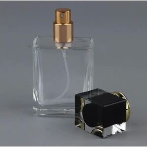12 Spiraalvormige dikke bodem vierkante glazen verstuiver Spray parfumflesje Cosmetische lege container, 50 ml, zwart