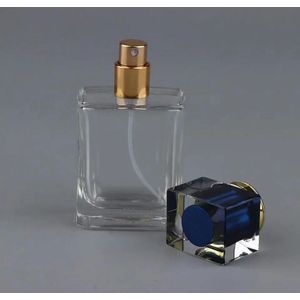 12 Spiraalvormige dikke bodem vierkante glazen verstuiver Spray parfumflesje Cosmetische lege container, 50 ml, blauw