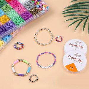 14600 Armbanden Maken Kit Inclusief Klei Kralen en 3mm Glas Zaad Kralen Diy Set Preppy Polymeer Heishi Kralen voor Sieraden Maken met Smiley Face Letter Kralen Etc, Diy Art Craft Kit voor Meisjes Speelgoed Geschenken