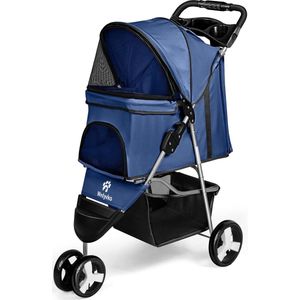 Hondenbuggy 15 kg voor kleine honden, ultralicht - slechts 5,4 kg, klein opvouwbaar met accessoires, Eva-schuimwielen, bekerhouder