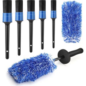 Velgenborstelset, bandenborstelreiniging met 5-delige detailborstelset, velgenreiniger detailborstel, autowasborstel, microvezelborstel voor interieur, exterieur, auto, stoel, wielen, motoropeningen