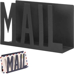 Mail houder zwart metaal letter sorteerder tafelblad mail uitsparing organisator mail brief documenten standaard met briefopener voor desktop huis kantoor school