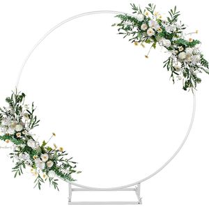 2 m metalen ballonnenboogset, ballonnenboogframe met voet, trouwboog, ballonring, bruiloftsboog, bruiloftsboog, rond, 2 m, gouden trouwboog, bruiloft, ballonnenboogset, decoratie voor bruiloft en verjaardag