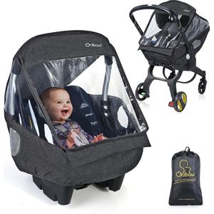 Universele regenhoes voor babyzitje , afdekbare draagopening en luchtgaten, contactvenster, met zak, noodzakelijke bescherming voor baby's of huisdieren (donkergrijs)