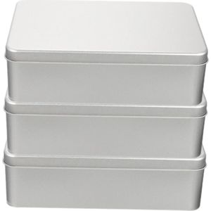 Blikken 3 stuks doosjes van blik voor koekjes, grote hoeveelheid bevroren koekjes, koekjesdozen met deksel, metalen doos, lege doos, geschenkdoos, snoepdozen met deksel