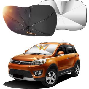 Zonwering voor de voorruit, opvouwbare zonneklep, uv-bescherming en warmte, zonneklep, reflector, paraplu, voorruit, zonwering voor auto/SUV/MVP/vrachtwagen/voertuigen, 80 x 147 cm
