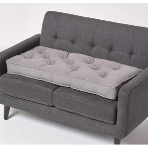 Lang zitkussen, grijs, 100 x 48 cm, dikke sofa-kussen, gestoffeerd, zitkussen bank met katoenen overtrek