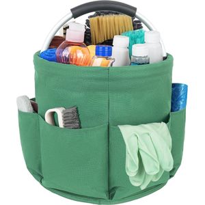 Reinigingsmiddel-organizer, schoonmaakmiddelopslag, opbergtas, opvouwbare reinigingsmiddel-organizer met handvat en 6 vakken voor binnen, tuin, badkamer, groen (alleen tas)