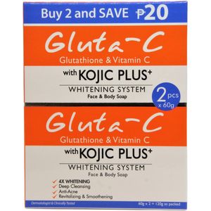 Gluta-C zeep Glutathione & Vitamine C, met Kojic Plus+ Zeep 2 x 60gr