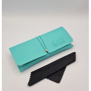 Brillenkoker van kunstleer van hoge kwaliteit / turquoise doos brillendoos met doekje/ brillenkoker en microvezeldoekje/ geweldig cadeau / merveilleux cadeau / boîte / Aland optiek / hard case 01t / brillenetui / etui / doos