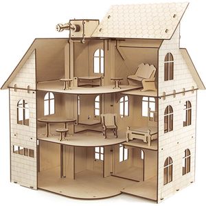 Eco Wood Art Doll House