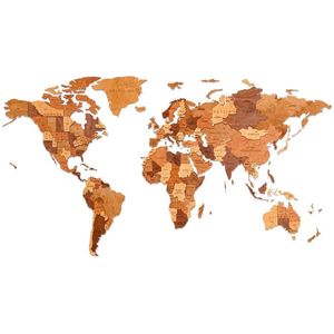 Houten Wandpuzzel Wereldkaart Choco World, Eco Wood Art, Size S, 2642, 100x55cm
