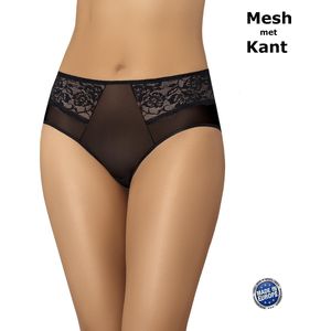 Teyli Damesslips, hoge taille, slips, van mesh, ondergoed met bloemenkant Vida, SCHWARZ, 36