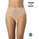 Vida - Teyli - Slips - Beige - Hoge Taille - Netstof met Kant en Bloemenpatroon