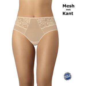 Vida - Teyli - Slips - Beige - Hoge Taille - Netstof met Kant en Bloemenpatroon