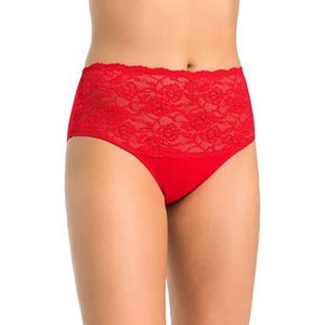 Teyli Dames Knickers Hoge Taille Slips Katoen Bloemen Kant Volledig Comfort Ademend Stretch Slipje Violetta, Rood, L