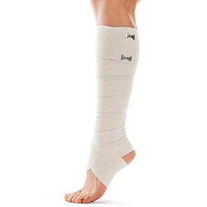 Zeer elastisch verband voor compressie met 2 beige clips om op het lichaam te wikkelen 10m8cm
