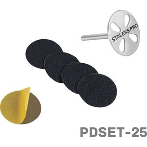 STALEKS Pododisc 25 mm pedicure + 5 navulverpakkingen vijl 180 grit professioneel huishoudelijk gebruik roestvrij staal (PDset-25)