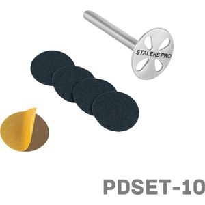STALEKS Pododisc 10 mm pedicure + 5 navulverpakkingen limoen 180 grit professioneel huishoudelijk gebruik roestvrij staal (PDset 10)