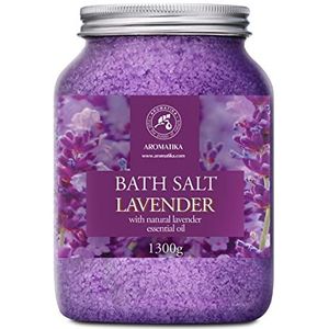 Badzout Lavendel 1300g Zeezout - Tegen Acne - Droge Huid - Spierpijn - Vermoeidheid - Huidverzorging - Aromatherapie - Anti-Stress - Bad - Spa - Wellness - Ontspanning - Anti-Aging