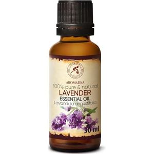 Lavendelolie – etherische olie 30 ml, 100% puur en natureli, essentiële olie – aromatherapie – geurolie – geurverspreider – ontspanning – toevoegen aan bad & cosmetica – massage – wellness – aromalamp elektrische diffuser