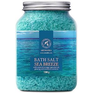 Badzout ''Sea Breeze'' 1300g Zeezout - Tegen Acne - Droge Huid - Spierpijn - Vermoeidheid - Huidverzorging - Aromatherapie - Anti-Stress - Bad - Spa - Wellness - Ontspanning - Anti-Aging