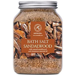Zee badzout sandelhout 1300 g - bad zeezout met etherische sandelhoutolie & kaneelolie - aromatherapie bad - lichaamsverzorging - goede slaap - ontspanning - goed humeur badgeur - badtoevoeging 1,3 kg