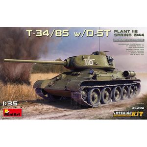 1:35 MiniArt 35290 T-34/85 w/D-5T Plant 112 Spring 1944 w Interior Kit Plastic Modelbouwpakket