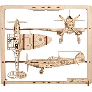 Ugears - Fighter Aircraft - 2.5D Houten Model - Kunstkwaliteit Houtcomposiet