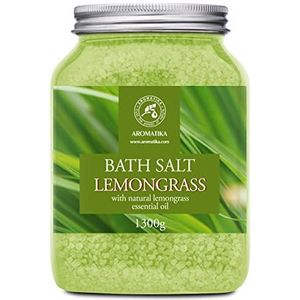 Zee badzout citroenras 1300g - bad zeezout met etherische citroengas olie - aromatherapie bad - lichaamsverzorging - goede slaap - ontspanning - goede stemming badgeur - badadditief 1.3kg