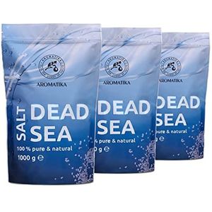Dode zeezout, 3 kg, badzout en saunazout voor ontspanning, oerzee-badzout, bad, lichaamsverzorging, goede slaap, dode zee, mineraal badzout in zak, badadditief 3 zippack x 1 kg