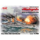 ICM S.017 Markgraf (full hull & waterline) WWI German Battleship modelbouwset, grijs