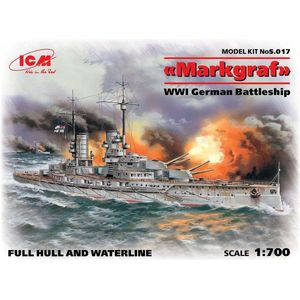 ICM S.017 Markgraf (full hull & waterline) WWI German Battleship modelbouwset, grijs