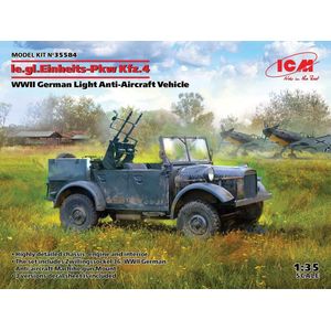 1:35 ICM 35584 le.gl.Einheitz-Pkw Kfz.4, WWII German Light Anti-Aircraft Vehicle Plastic Modelbouwpakket