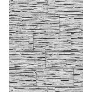 Steen behang EDEM 1003-32 glasvezel look steenoptiek structuur vinylbehang met reliëfstructuur grijs wit