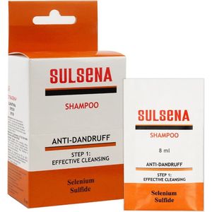 SULSENA ANTI-ROOS SHAMPOO- RUSTGEVENDE KALMERENDE DIEP REINIGENDE EFFECTIEVE ANTI DANDRUFF Shampoo met Selenium Sulfide voor Elk Haartype voor MAN en VROUW Set 5 x 8 ml 40ml