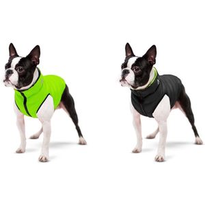 AiryVest Versatile Hondenjas / Hondenjack - Gevoerd - Omkeerbaar - Lime-Black - Maat: M40 (GELIEVE ALVORENS BESTELLEN OPMETEN)