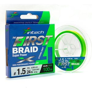 FIRST Braid PE X4 #1.5 - Green - 0.205mm - 100m - 24lb/10kg - Gevlochten Lijn - Roofvis Vislijn