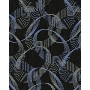 Grafisch behang EDEM 85034BR36 vinylbehang licht gestructureerd met abstract patroon en metalen accenten antraciet zwartgrijs paarsblauw zilver 5,33 m2