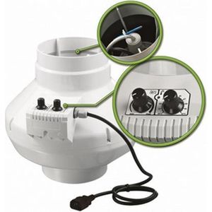 Svent kunststof buisventilator met temperatuur regelaar 250m3 Ã˜ 100mm â€“ BK100U